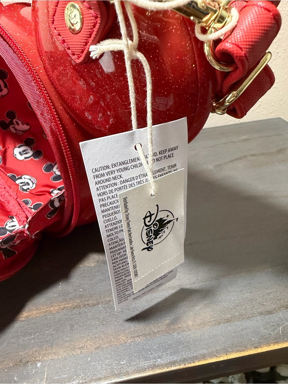 Loungefly Disney Mickey Mouse Red Glitter hard case crossbody bag - Picture 7 of 7